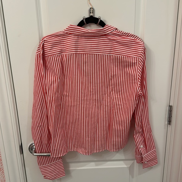 NWT J. Crew cropped long sleeve button up shirt in red Bartram stripe size 12 - Picture 7 of 7